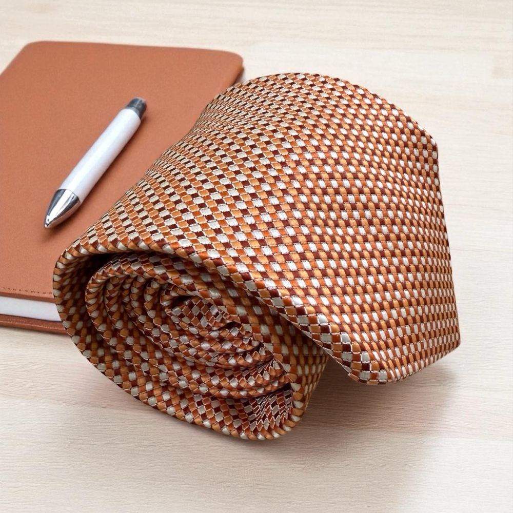 Classic Tan Checkered Men's Tie